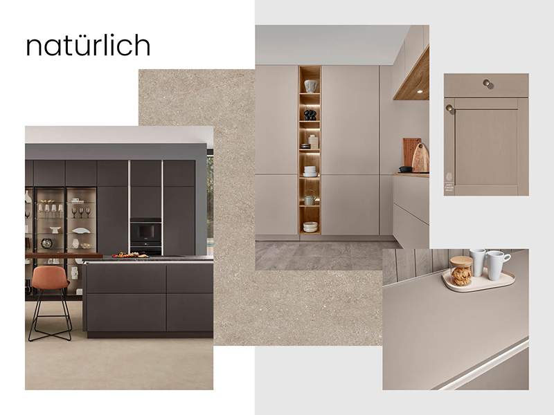 Collage aus Küchen- und Materialbildern als Moodboard zum Thema natürliche Küche