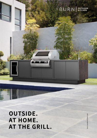 Titelseite des Kataloges BBQ LUX von BURN outdoor kitchen